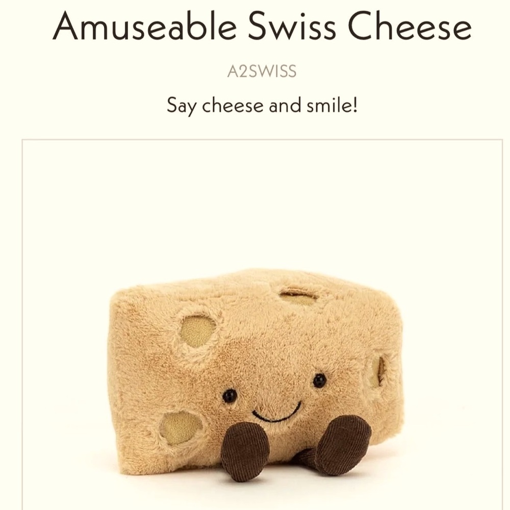 Jellycat Amuseable Swiss Cheese RARE RETIRED in excellent condition!